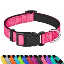 PWOD Reflective Dog Collar Adjustable Soft Neoprene Padded Nylon Pet Collars ...