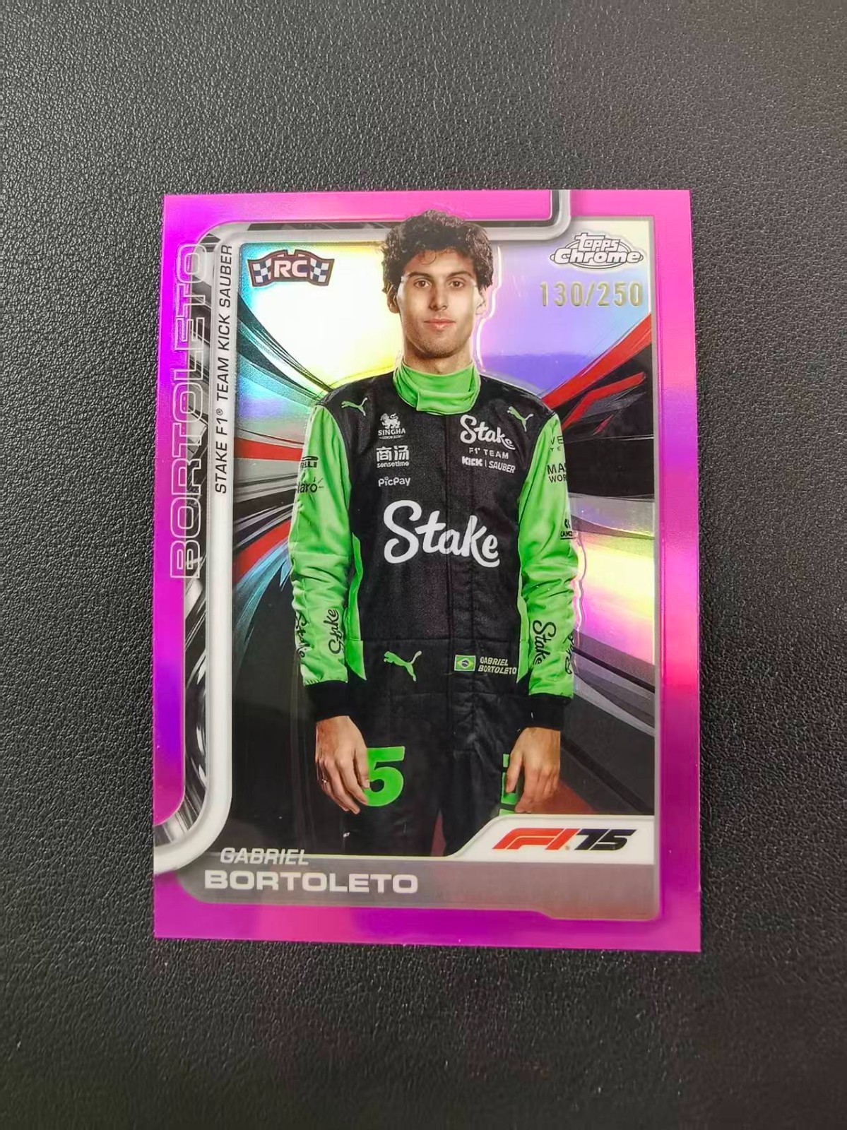 2025 Topps Chrome F1 Gabriel Bortoleto RC Portrait Pink 130/250 #20 CXY