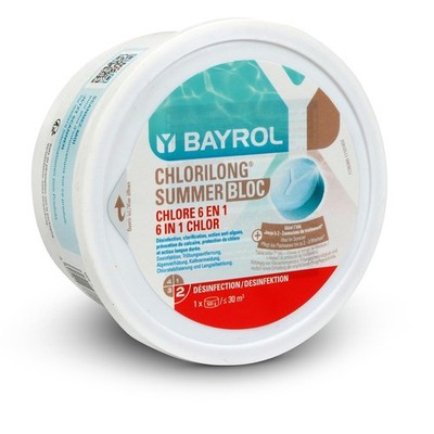 Urlaubspflege BAYROL Chlorilong Summer Bloc 500 g Chlor 6in1 Pool Wasserpflege