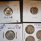 bunch of silver dimes mixed years Mercury and Roosevelts 25 in all together