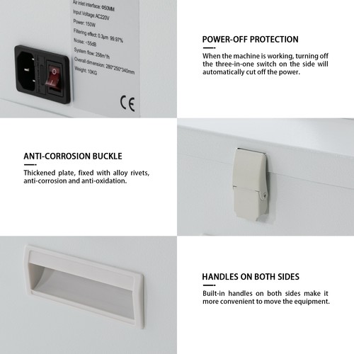 150W Lötrauchabsaugung Schweißrauchabsauger Lötrauchabsorber Absauganlage AC220V - Afbeelding 4 van 14