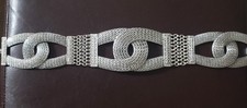 Chicos Belt Boho Statement Chunky Silver Textured Linked Metal Chain Adjustable