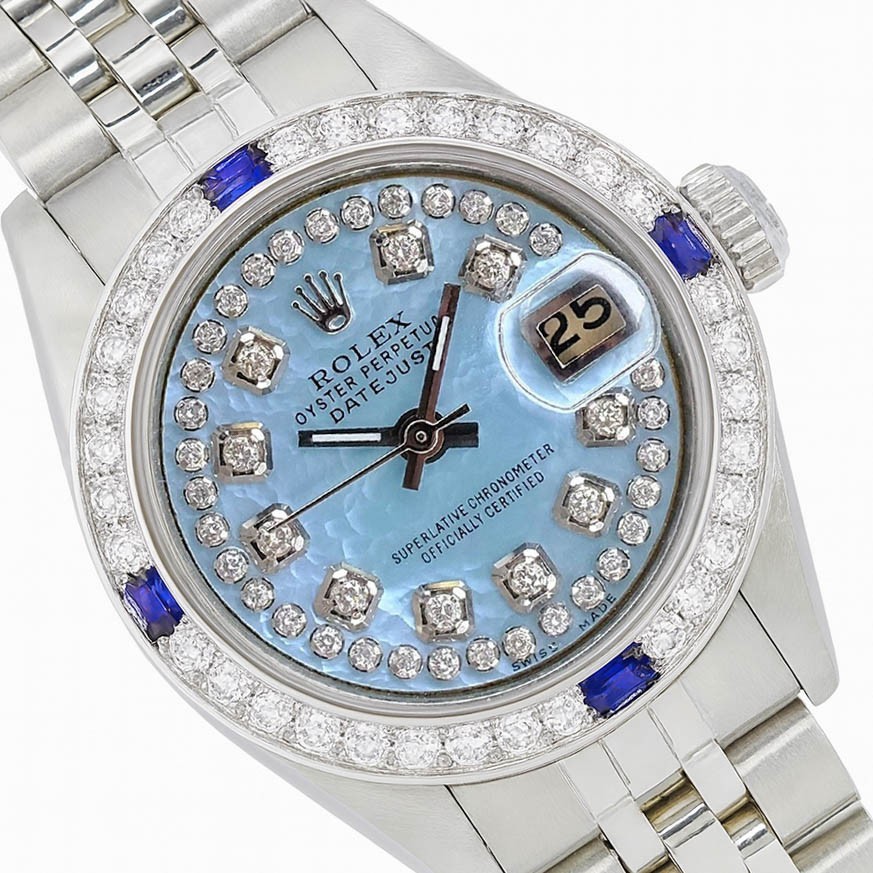 Rolex Datejust Stainless Steel String Blue