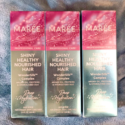 3 PACK MAREE Hair Argan Oil Serum for Straight Wavy Curly Hair 3.4 oz Proteins