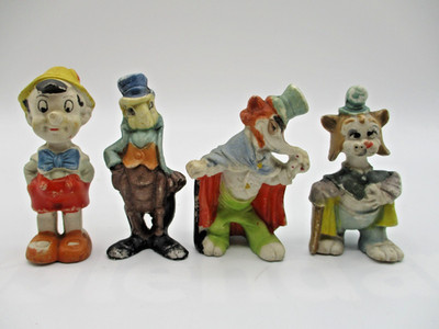 4 ANTIQUE WALT DISNEY PINOCCHIO FIGURES ~ JAPAN BISQUE