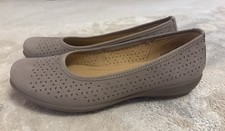 Hotter Livvy II Women’s Shoes Ballet Flats Slip On Leather Grey Beige UK 5 VGC
