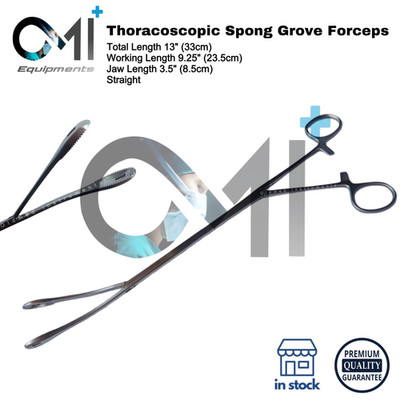 Thoracoscopic Sponge Grasping Forceps 3.5  Upward Jaw SS Surgical Reusable Tool