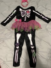 Girls Fancy Dress Skeleton Costume 4-6 Years Halloween