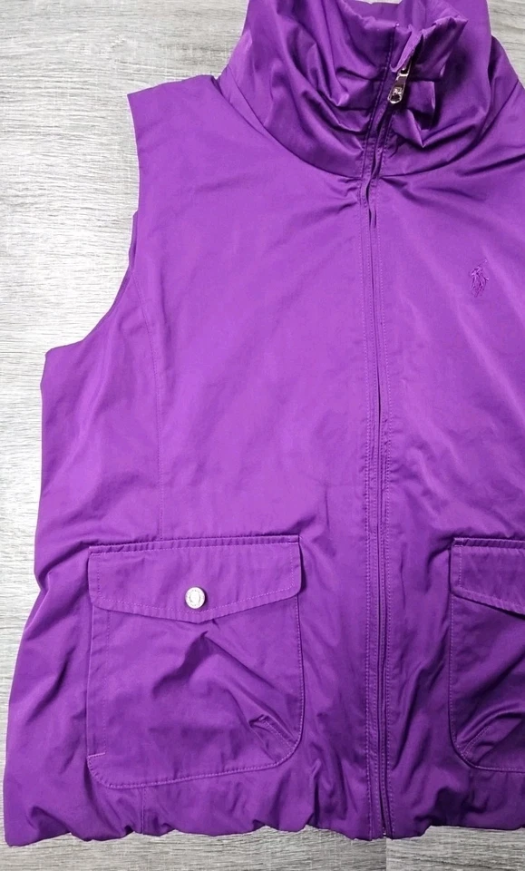 Chaleco de golf Ralph Lauren para mujer L púrpura bolsillos ventilados cremallera completa logotipo de pony Foto 3 de 4