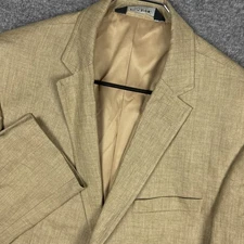 Jos A Bank Sport Coat Blazer Mens Large Beige 100% Linen Jacket Summer Wedding