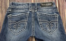 Rock Revival Amy Capri Denim Embroidered Distressed Jeans Womens Size 29
