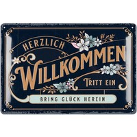 Retro Blechschild Herzlich Willkommen Schild HaustüR Deko Garten TüRdeko 20X30