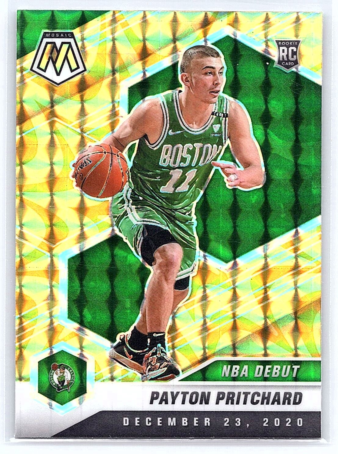 2020-21 Panini Mosaic #269 Payton Pritchard Mosaic Reactive Yellow
