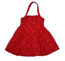 SheIn Curve Dress Womens 2XL Red Halter Smocked Floral Fit Flare Sundress Short
