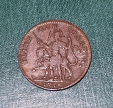 ☆ AUTHENTIC !! - 1718 Colonial Copper Coin ☆ w/ Lion, Soldier & Sword !! ☆