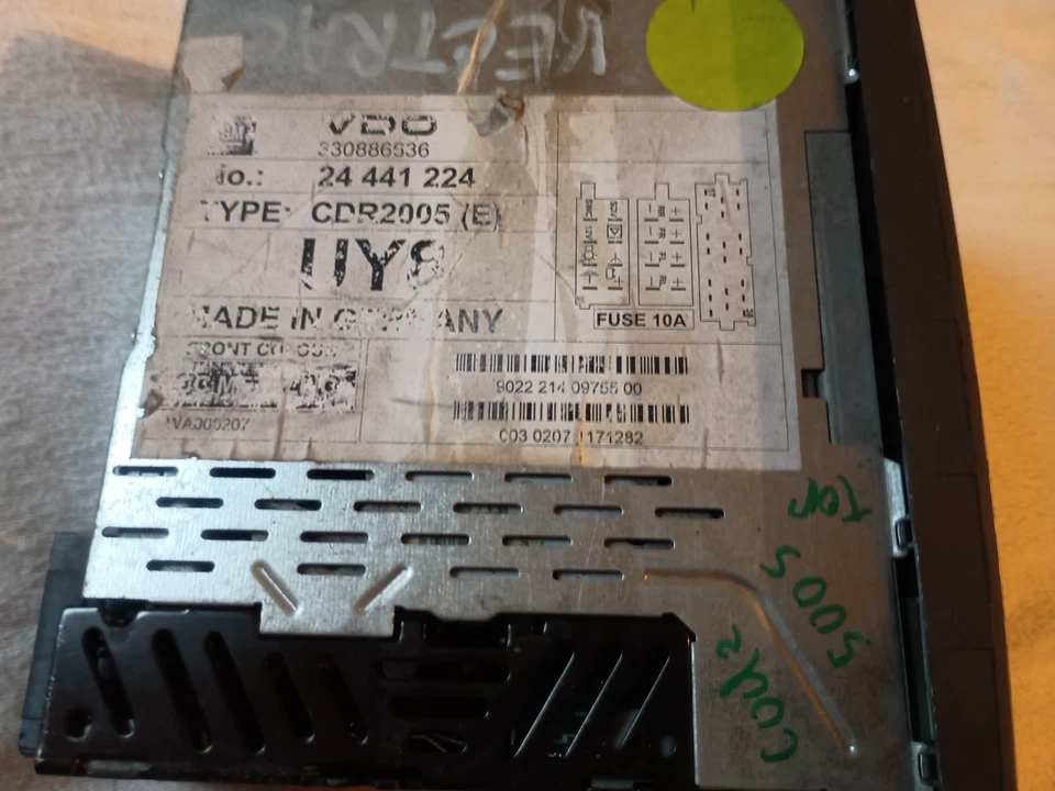 VDO CDR 2005 Opel Autoradio CD Corsa Meriva Omega Signum Vectra 24469306 uy8 TOP - Bild 2 von 3