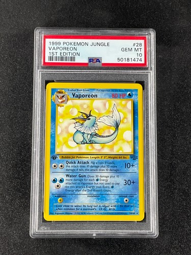 Vaporeon (1st Edition) graded PSA 10 for sale on eBay