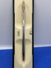 Vintage Cross Classic Medalist Ballpoint Pen Polished Chrome/Gold Plated Accents