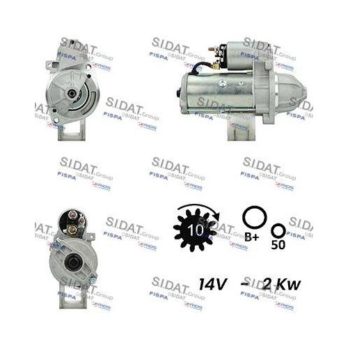 Démarreur Sidat S12VA0010 pour Chrysler et Mercedes Benz Hitachi
