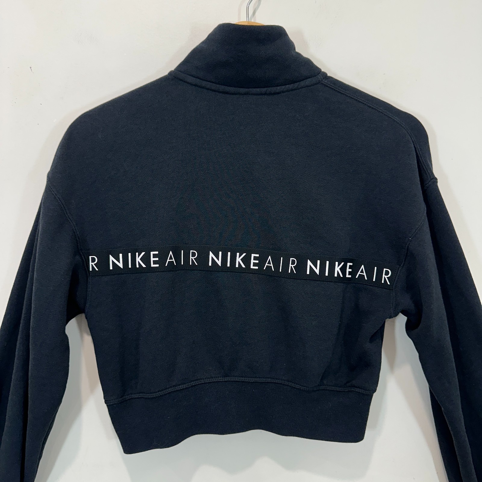 Nike Air Cropped Sweatshirt Women XS Black Half Zip Cotton Blend Stretch image 7