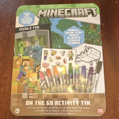 Minecraft On The Go Activity Tin Doodle Pad, Markers, Stickers