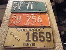 3 STATE LICENSE PLATE CAR TAGS Colorado City of Denver, 1974 Reno, Clay County