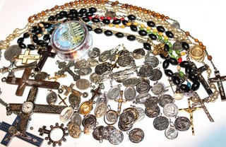 Lot#294 Lot of Catholic rosaries charms crosses pendants findings