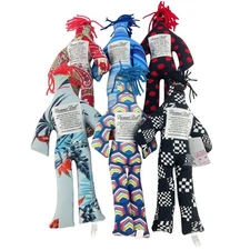 Lot of 6 Assorted Dammit Dolls Voodoo Novelty Gift Stuffed Plush Toys Preowned