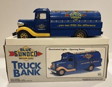 1993 Blue Sunoco Motor Fuel Truck Bank Ltd Edition #1 Working Lights/Doors