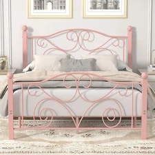Twin Full Queen Size Bed Frame Heavy Duty Metal Platform w/Headboard Noise Free