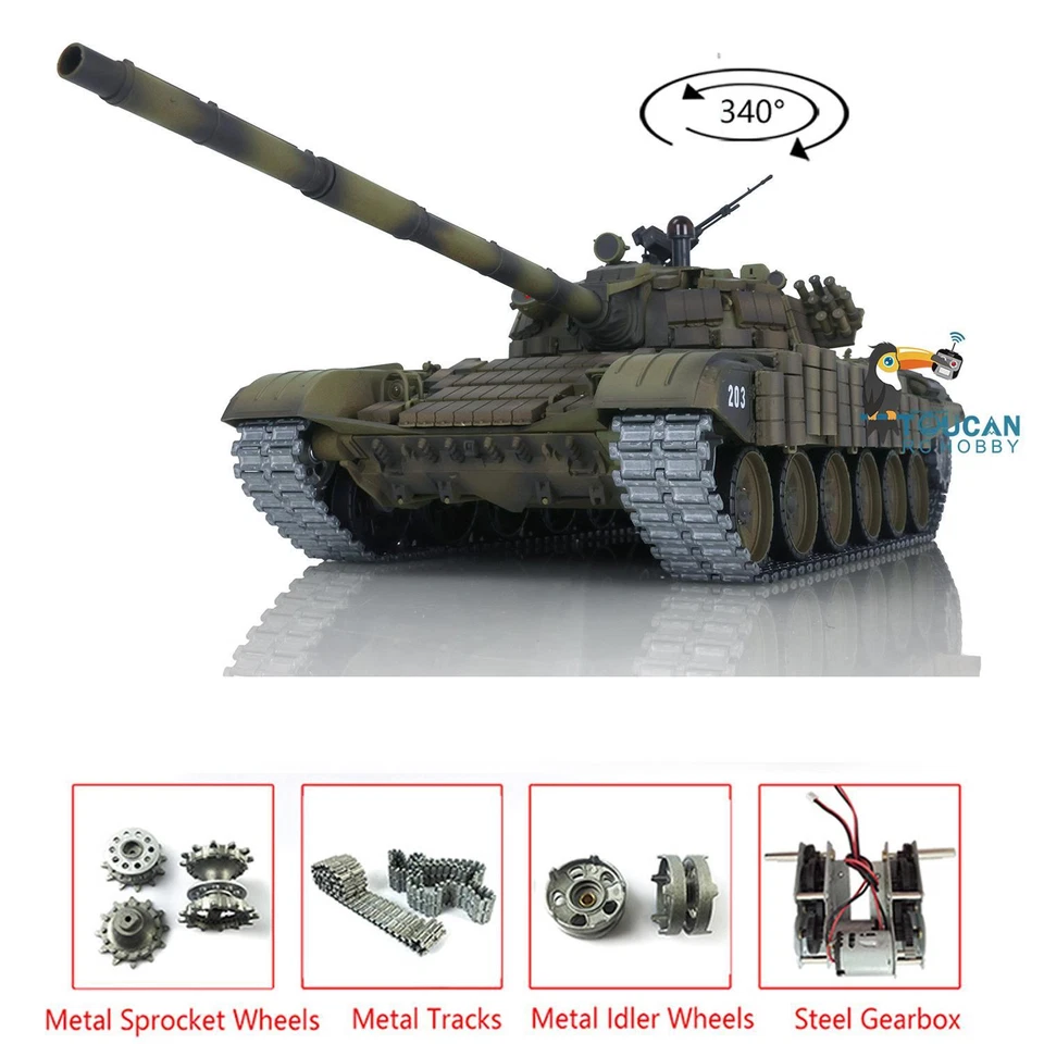 Henglong RC Tank T72 1/16 Scale 7.0 Metal Battle Electric Tank Tracked Vehicle - Bild 2 von 4