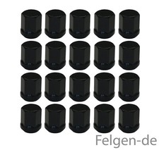 20 Radmuttern geschlossen M12 x 1,5 34mm Kegelbund 60° Schwarz für Ford StreetKA