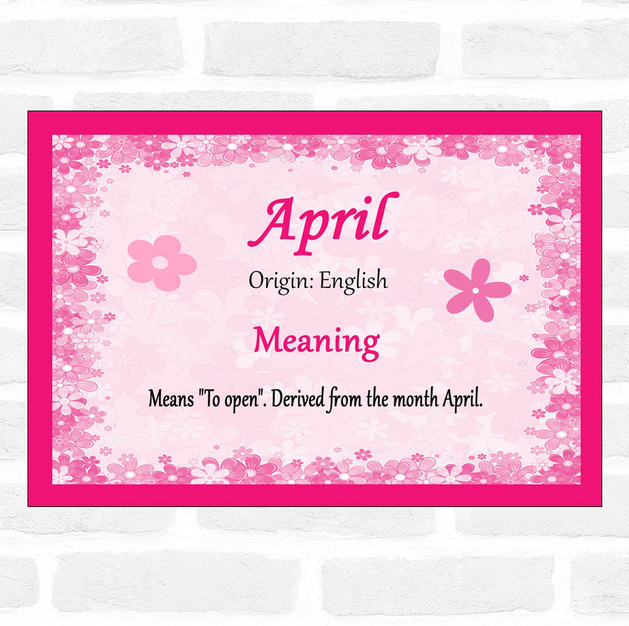 April Name Meaning Pink Certificate | eBay