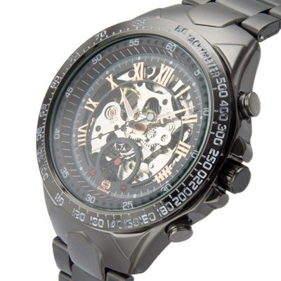 Wholesale Automatic Hollow-Out Gold Mechanical Watch with Mineral Glass and 30m