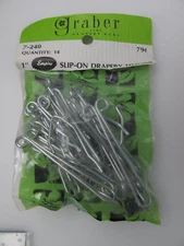 Graber 3-Inch Slip On Drapery Hooks with 1-Inch Drop. 14 Hooks per Bag Made USA