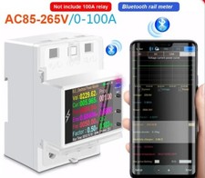 100A Din Rail Energy Meter 12in1 AC Monitor 220V 110V Voltage Current Power KWH