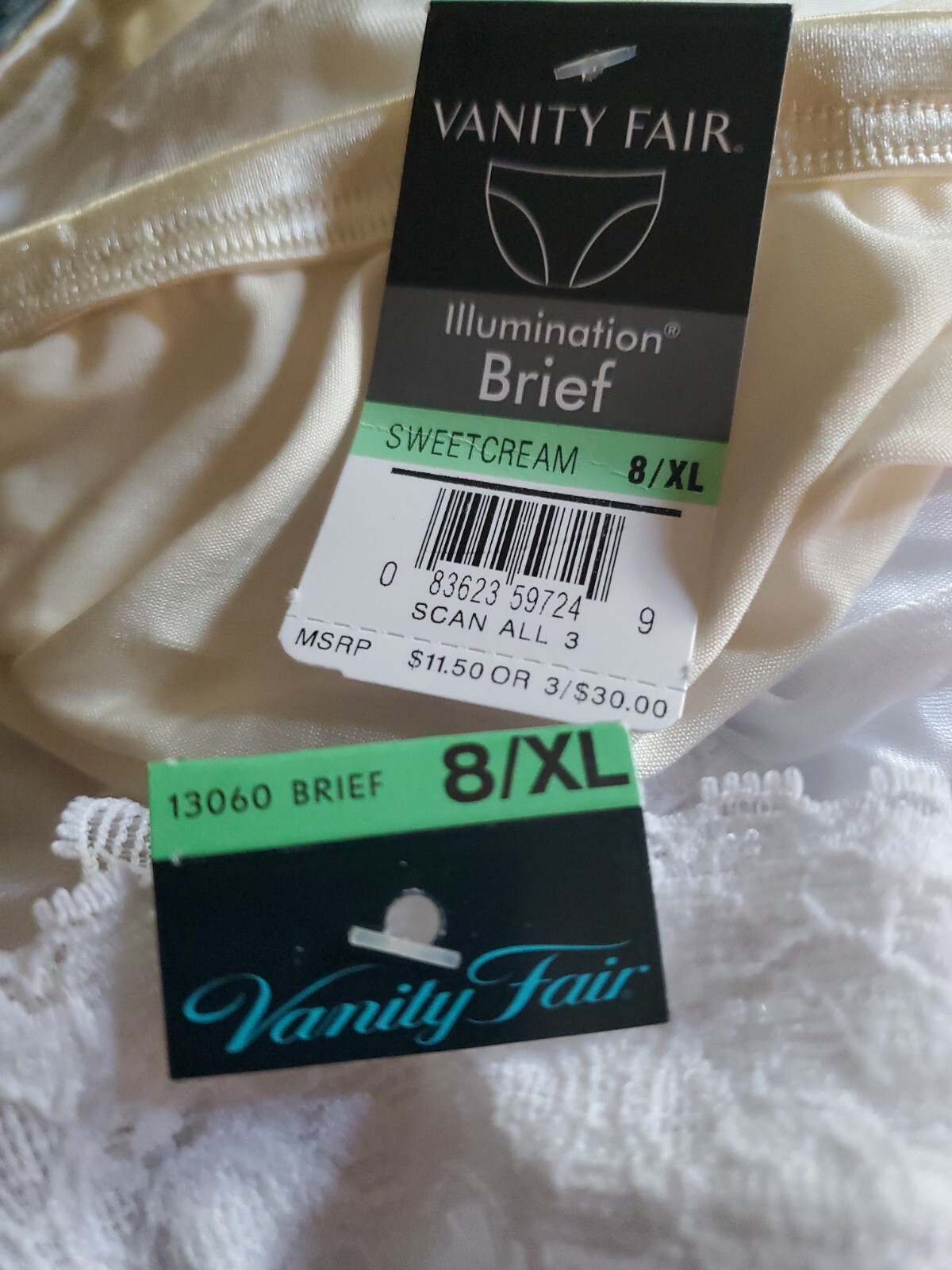 NWT Two Vanity Fair Panties Briefs High Waist 8XL Sheer Illumination