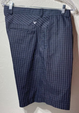 Callaway X Series Plaid Golf Shorts Sz 34 Mens Black Flat Front