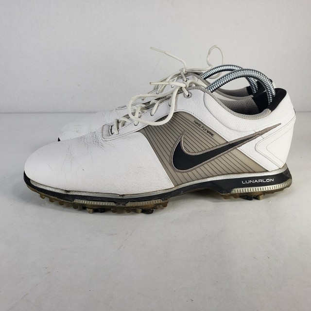 Nike Golf FLYWIRE White Gray Leather LUNARLON Golf Shoes US Sz 9.5