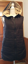 Pretty Garden Chic Size Small Black Vest Hoodie Pockets Fleece Like Inside 32" L