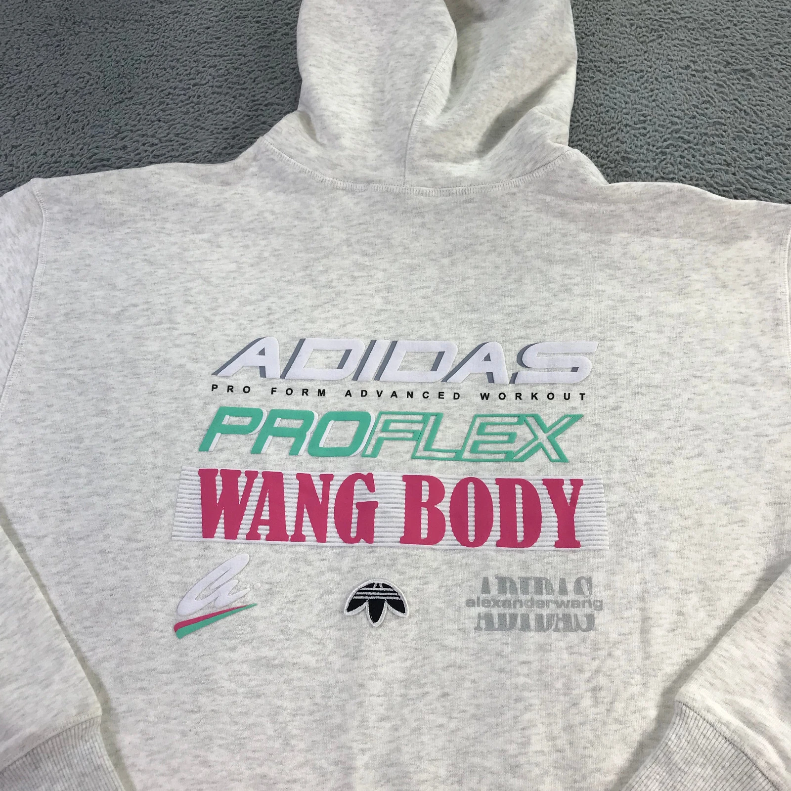 Alexander Wang maglione uomo grande felpa con cappuccio bianco stampa grafica Adidas