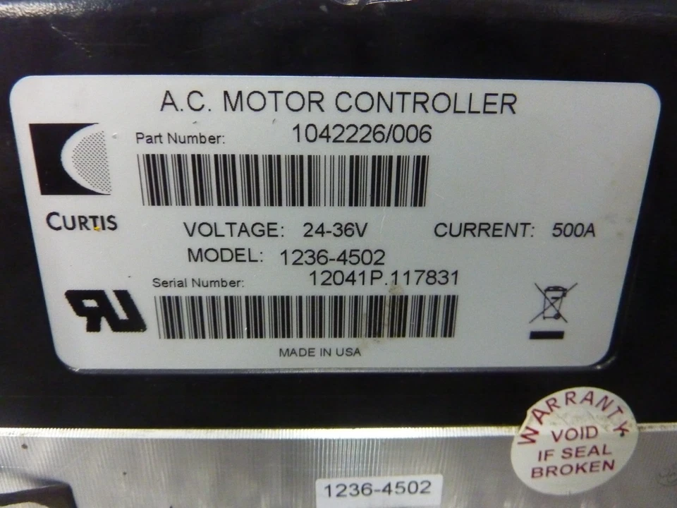 Curtis AC motor Controller 1236-4502 500A 1042226/006 24-36V (24609) - Image 2 of 4