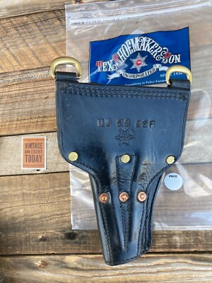 Tex Shoemaker Black Basketweave Leather Lined Duty Holster For