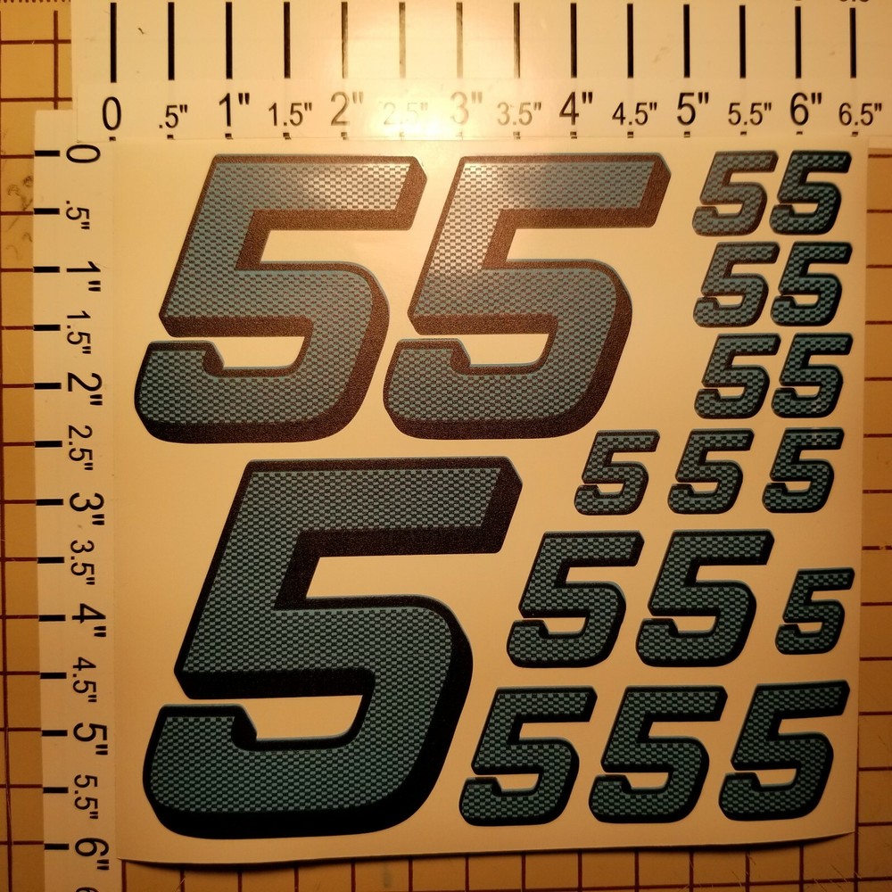 Carbon Fiber Cascade Blue #5's  Racing Numbers Vinyl Decal Sheet 1/10-1/12 r/c
