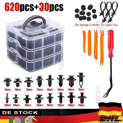 650-Tlg Auto KFZ Spreiznieten Sortiment Autotür Innen Befestigung Clips Kit Set