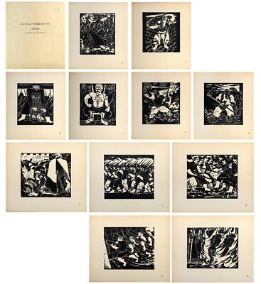 Bill、Rhythm in Four Squares、希少画集画、新品額付 Gyula Derkovits, 1514 (aka the Dózsa series), 11 Woodcuts in folio