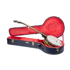Crossrock Relief Series Wooden Case for 5 String Resonator Banjo-Ocean Blue