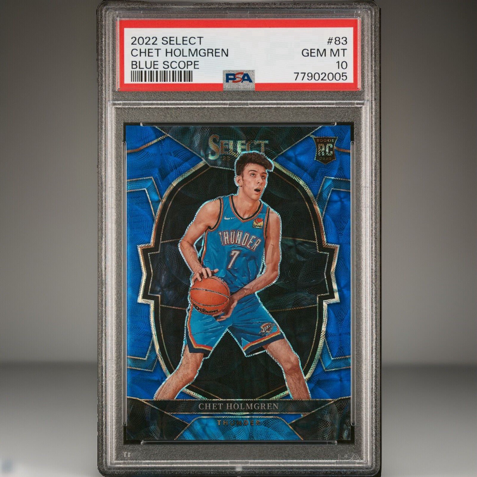 2022-23 Select Chet Holmgren Concourse FOTL Blue Scope Prizm Rookie #/249 PSA 10