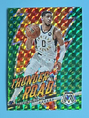 2022-23 Panini Mosaic Tyrese Haliburton Thunder Road Green Mosaic Prizm #3