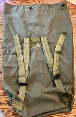 Military Duffle Bag, OD Green Nylon Sea Bag Carry Straps Army Duffel GI  Issue